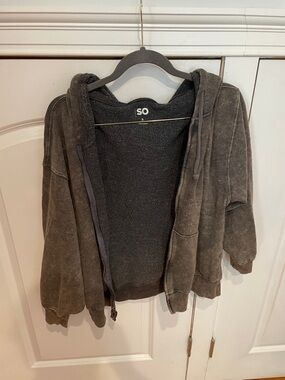 SO Charcoal Gray Washed Zip Hoodie